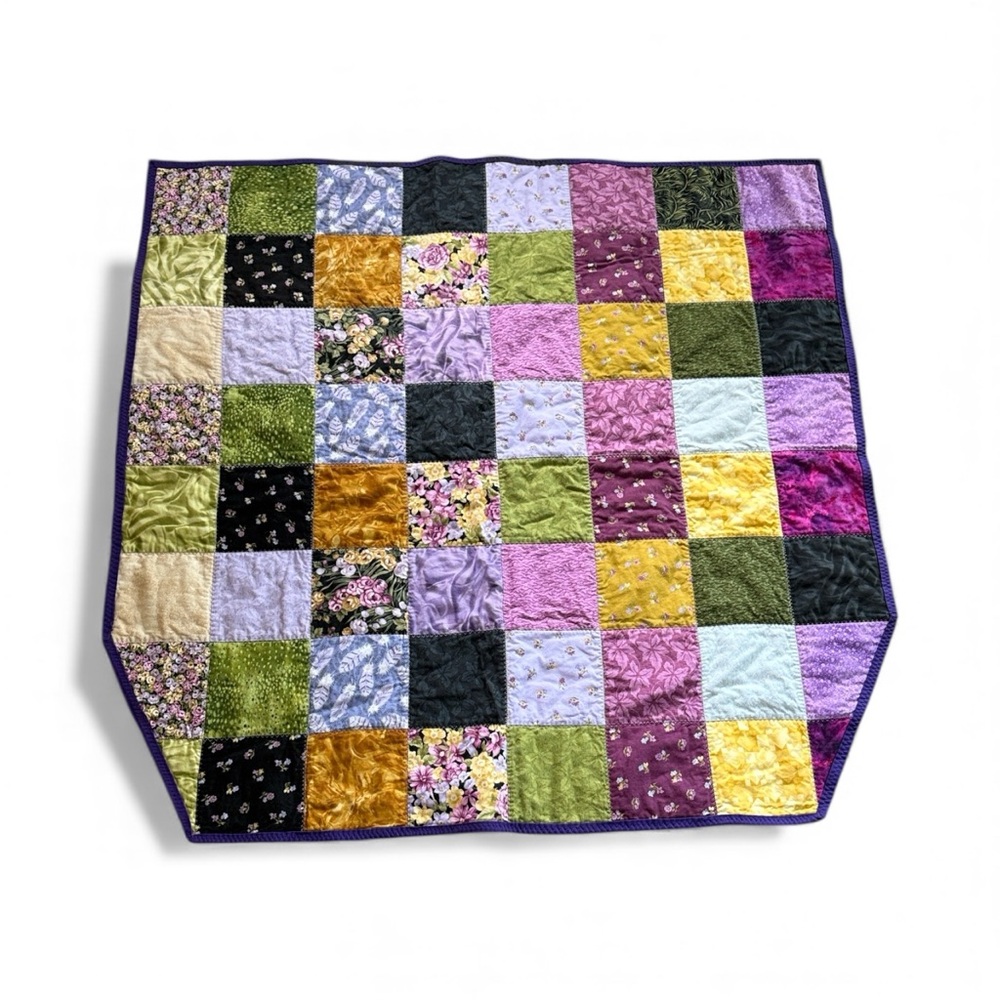 Handmade Patchwork Baby or Lap Quilt 35”x35” with Angled Corners